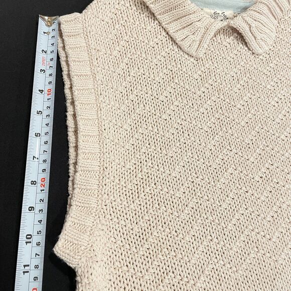 ~ Free People Small We The Free Winding Road Tank Sweater Loose Knit Cream Boho - Picture 6 of 15